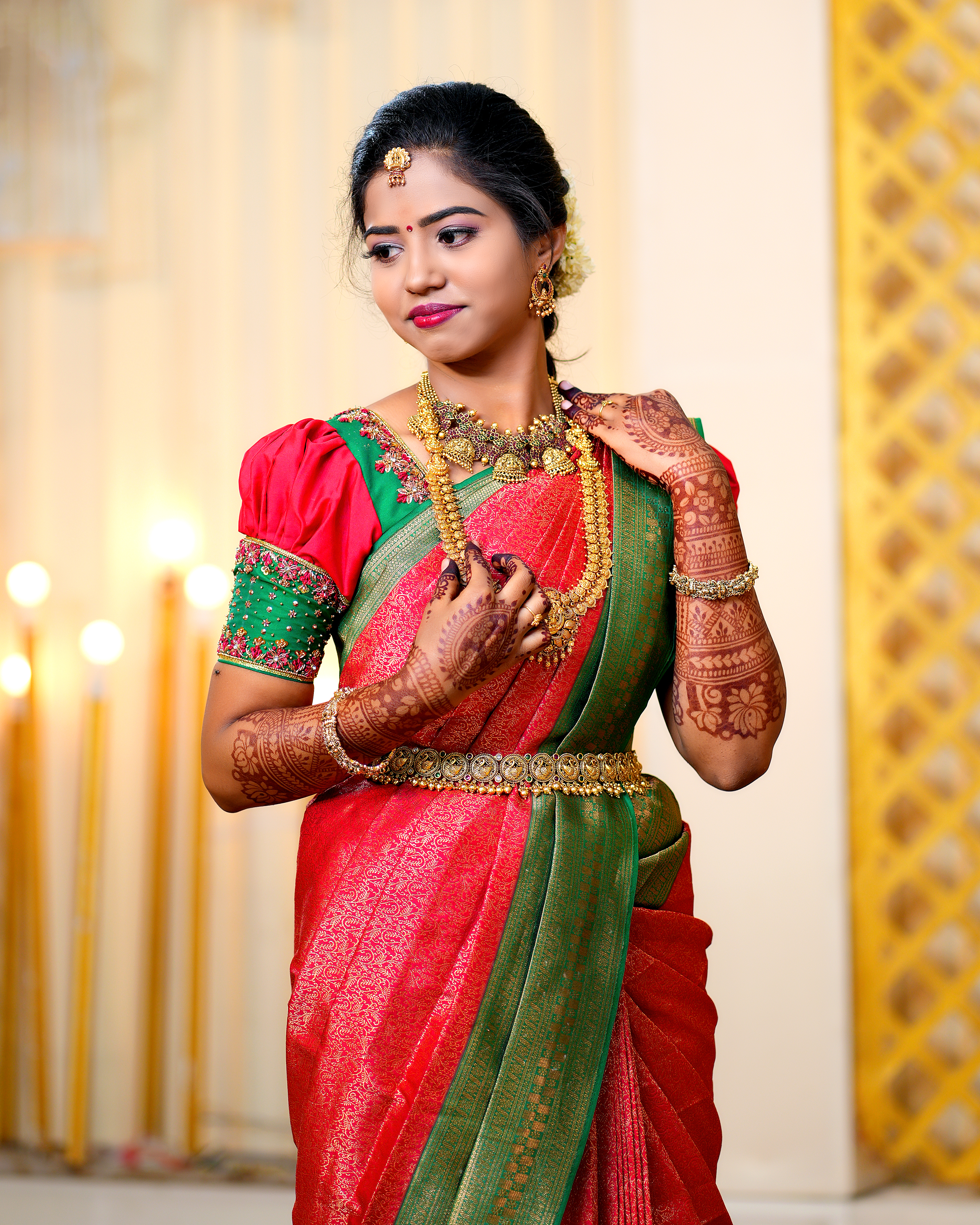 Elegant bride in traditional wedding attire